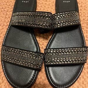 NWOT Black and Silver Women's Sandals